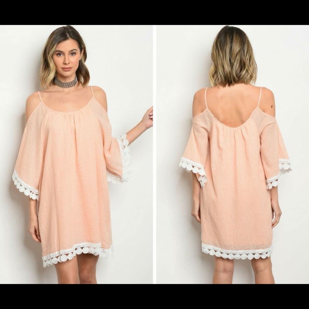 Peach Open Shoulder Dress